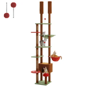 Cat Tree Floor to Ceiling Cat Tower Adjustable Heigh